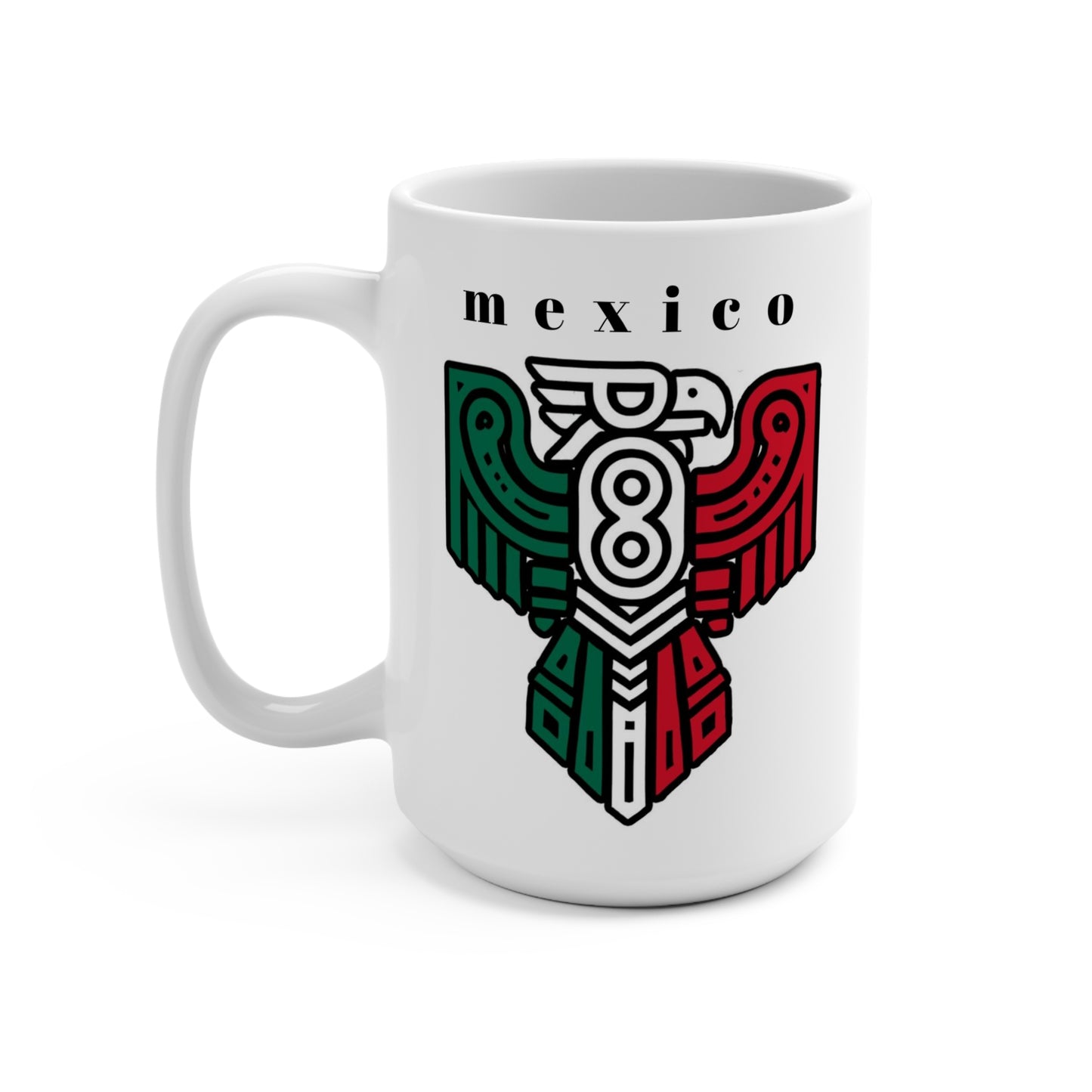 Mexico Aztec Eagle Mug — 15oz Mexican Flag Tribal Coffee Cup