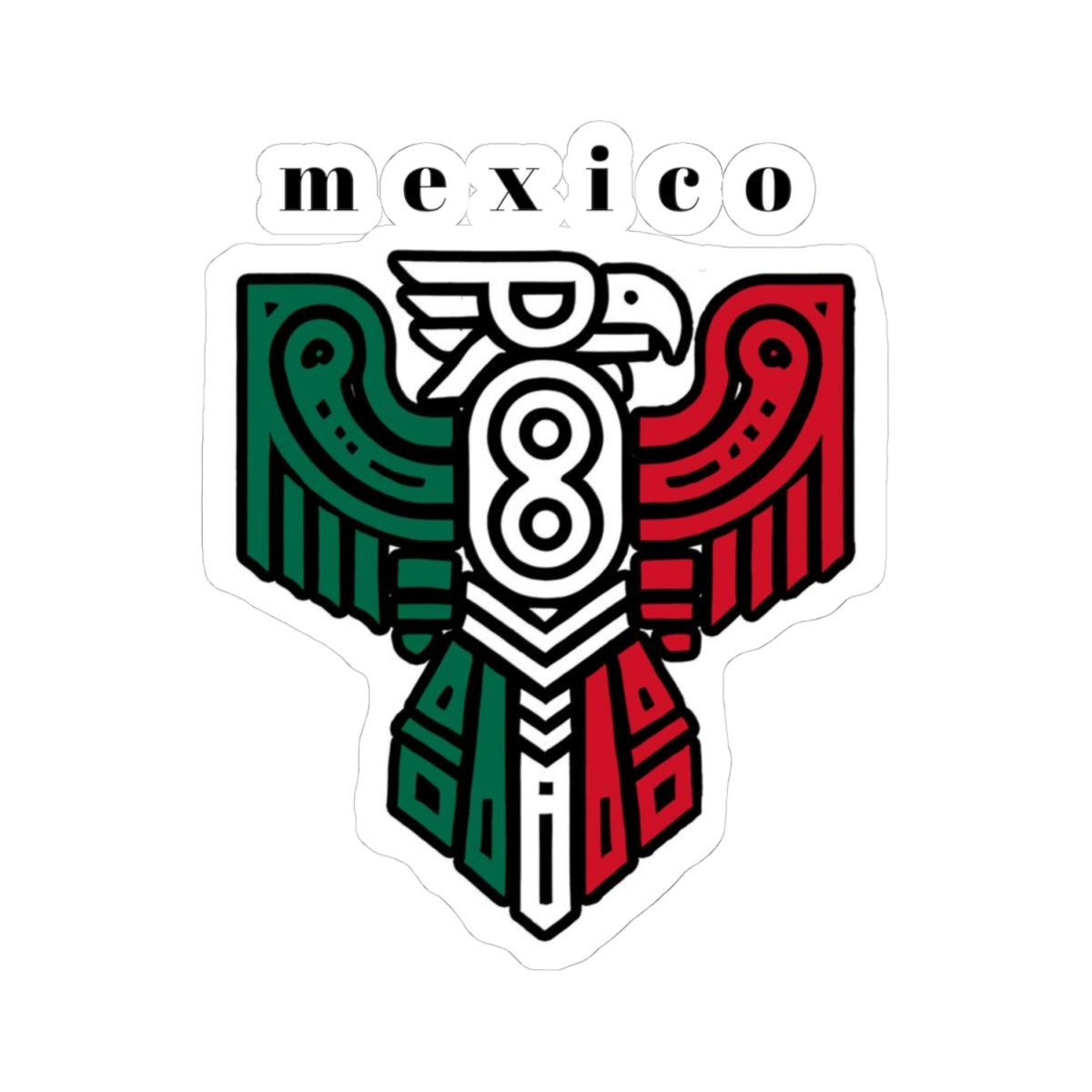 Mexico Eagle Kiss-Cut Sticker — Aztec-Inspired Mexican Flag Decal