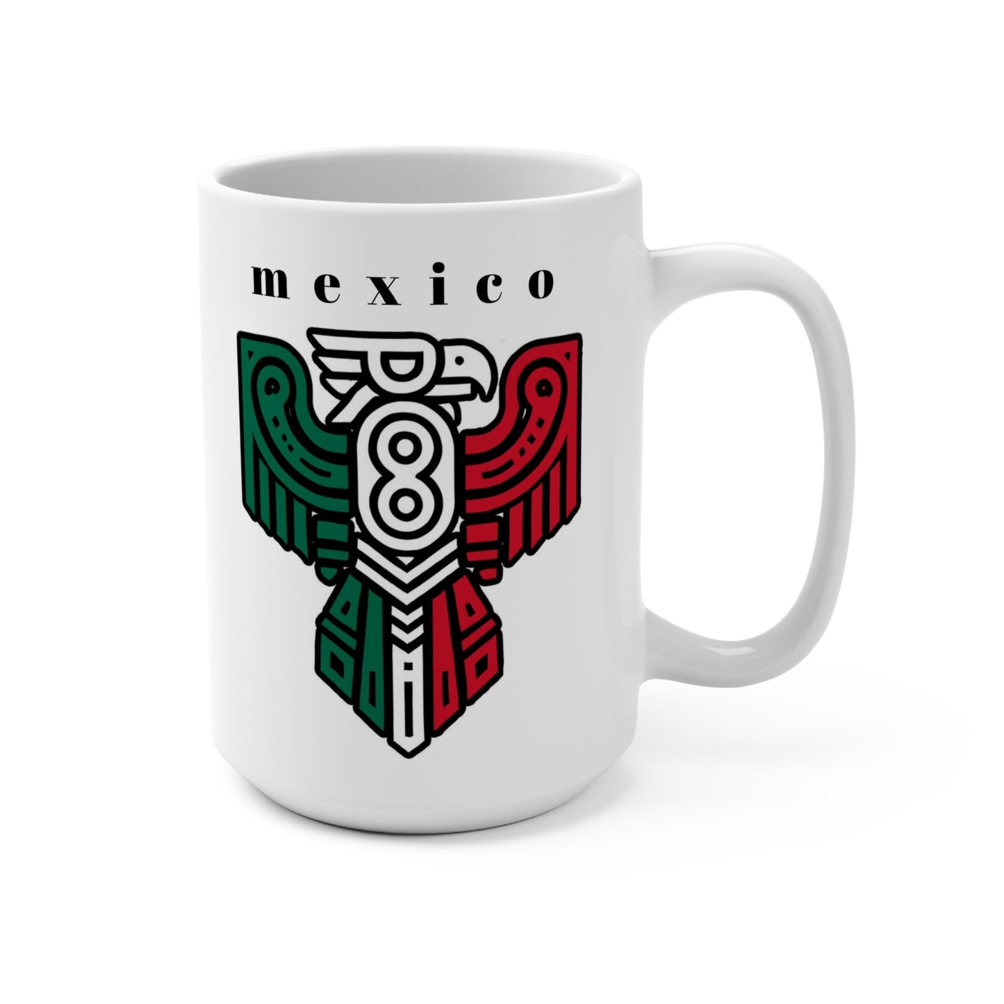 Mexico Aztec Eagle Mug — 15oz Mexican Flag Tribal Coffee Cup