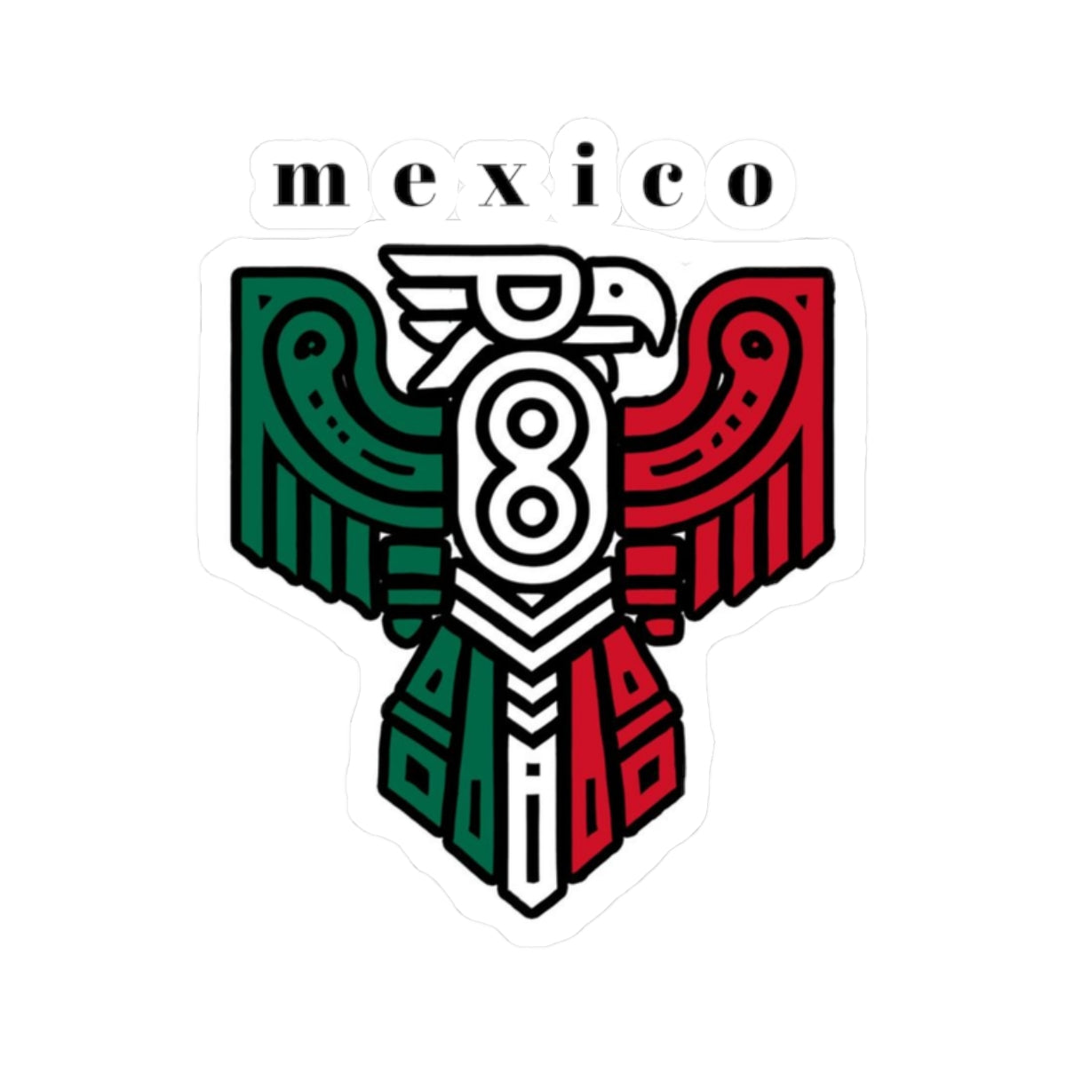 Mexico Eagle Kiss-Cut Sticker — Aztec-Inspired Mexican Flag Decal