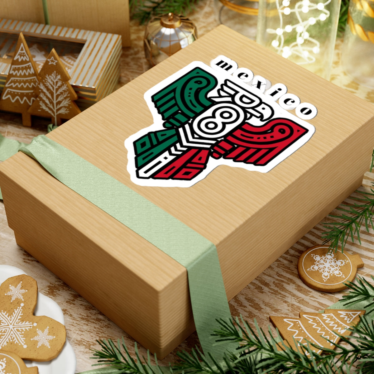 Mexico Eagle Kiss-Cut Sticker — Aztec-Inspired Mexican Flag Decal