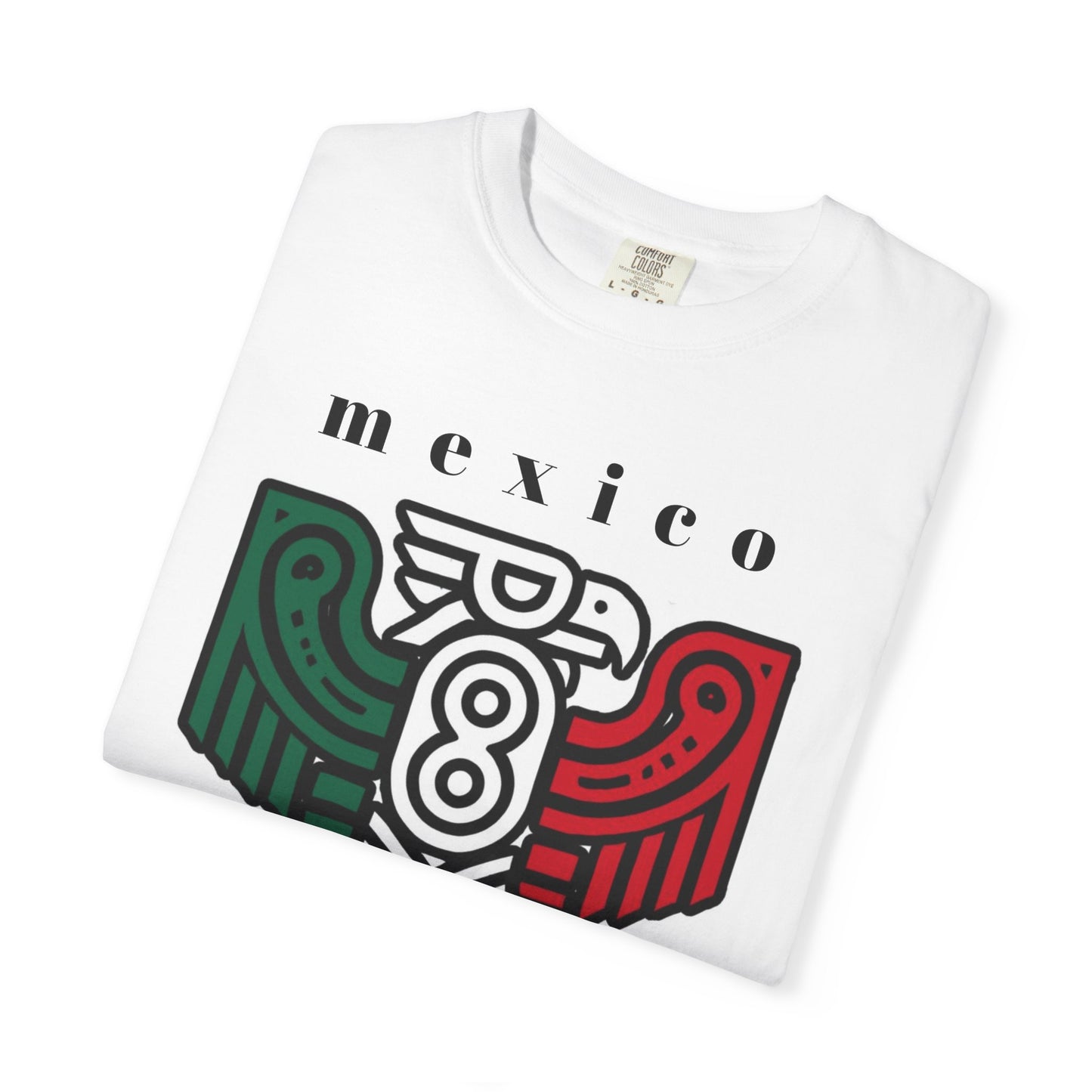Mexico Eagle Graphic T-Shirt — Aztec-Inspired Red & Green Tribal Design
