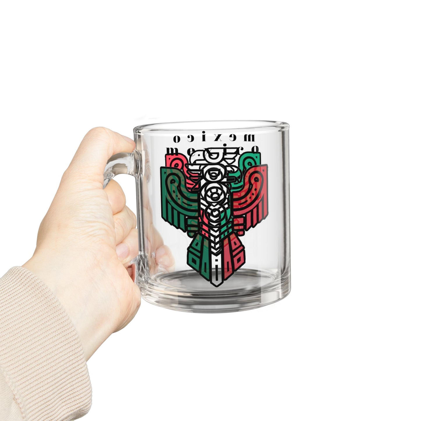 Glass Mug - Mexican Totem Design 10oz