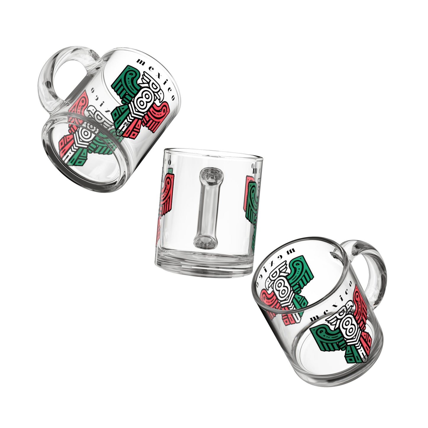 Glass Mug - Mexican Totem Design 10oz