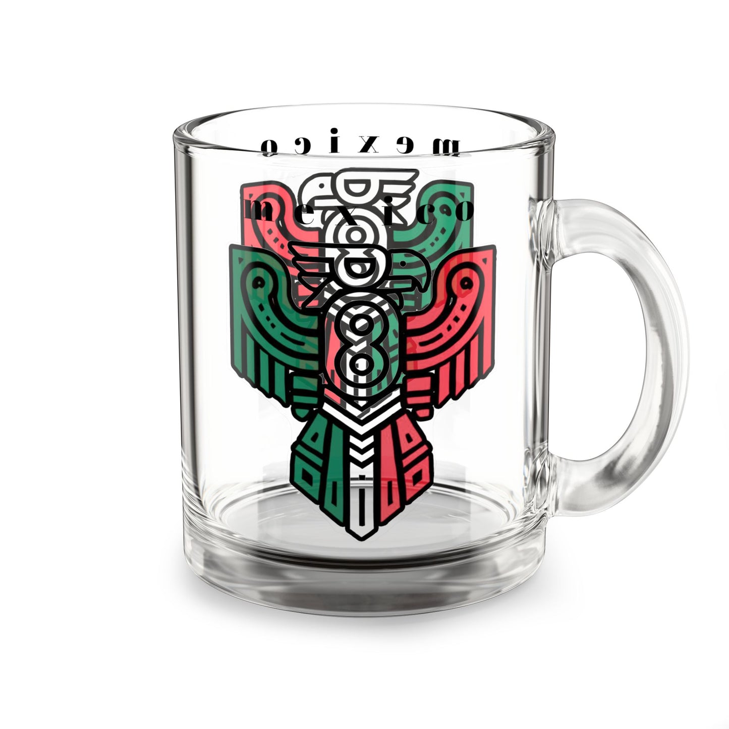 Glass Mug - Mexican Totem Design 10oz