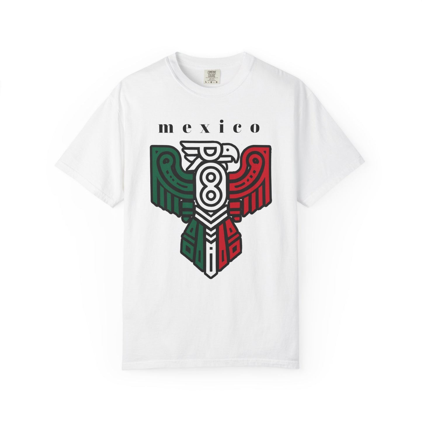Mexico Eagle Graphic T-Shirt — Aztec-Inspired Red & Green Tribal Design